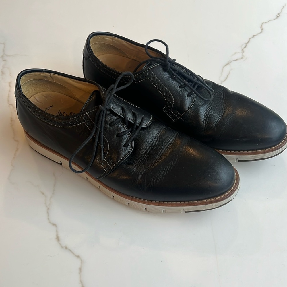 Johnston & Murphy black leather sheepskin oxfords dress shoes men's size 8